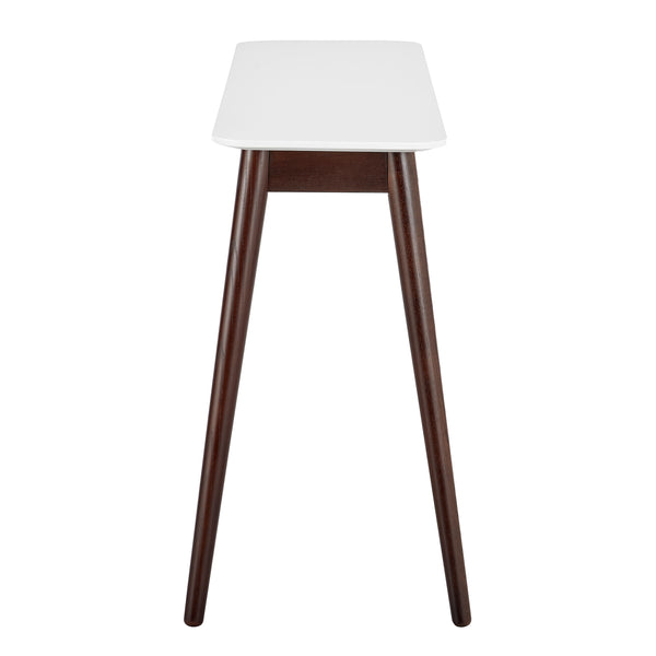 Manon Console Table in Matte White with Dark Walnut Legs