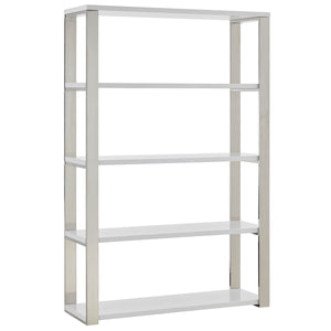 Dillon 40-Inch Shelf/Shelving Unit with High Gloss White Shelves and Polished Stainless Steel Frame