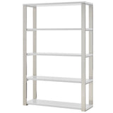 Dillon 40-Inch Shelf/Shelving Unit with High Gloss White Shelves and Polished Stainless Steel Frame