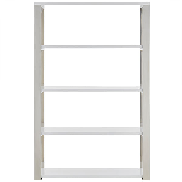 Dillon 40-Inch Shelf/Shelving Unit with High Gloss White Shelves and Polished Stainless Steel Frame