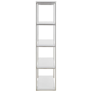 Dillon 40-Inch Shelf/Shelving Unit with High Gloss White Shelves and Polished Stainless Steel Frame