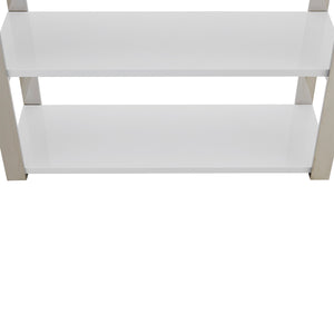 Dillon 40-Inch Shelf/Shelving Unit with High Gloss White Shelves and Polished Stainless Steel Frame