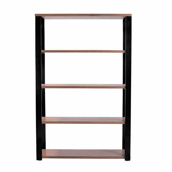 Dillon 40-Inch Shelf/Shelving Unit with American Walnut Veneer Shelves and Matte Black Frame