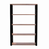 Dillon 40-Inch Shelf/Shelving Unit with American Walnut Veneer Shelves and Matte Black Frame