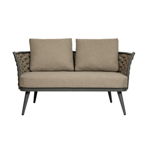 Solna Loveseat in Taupe Fabric with Gray Frame