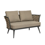 Solna Loveseat in Taupe Fabric with Gray Frame