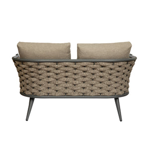 Solna Loveseat in Taupe Fabric with Gray Frame