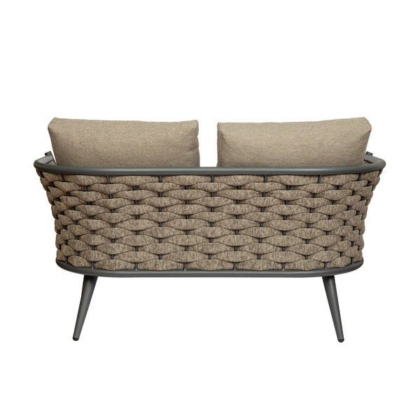 Solna Loveseat in Taupe Fabric with Gray Frame