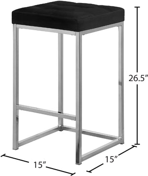 Nicola Velvet / Engineered Wood / Steel / Foam Contemporary Black Velvet Stool - 15" W x 15" D x 26.5" H