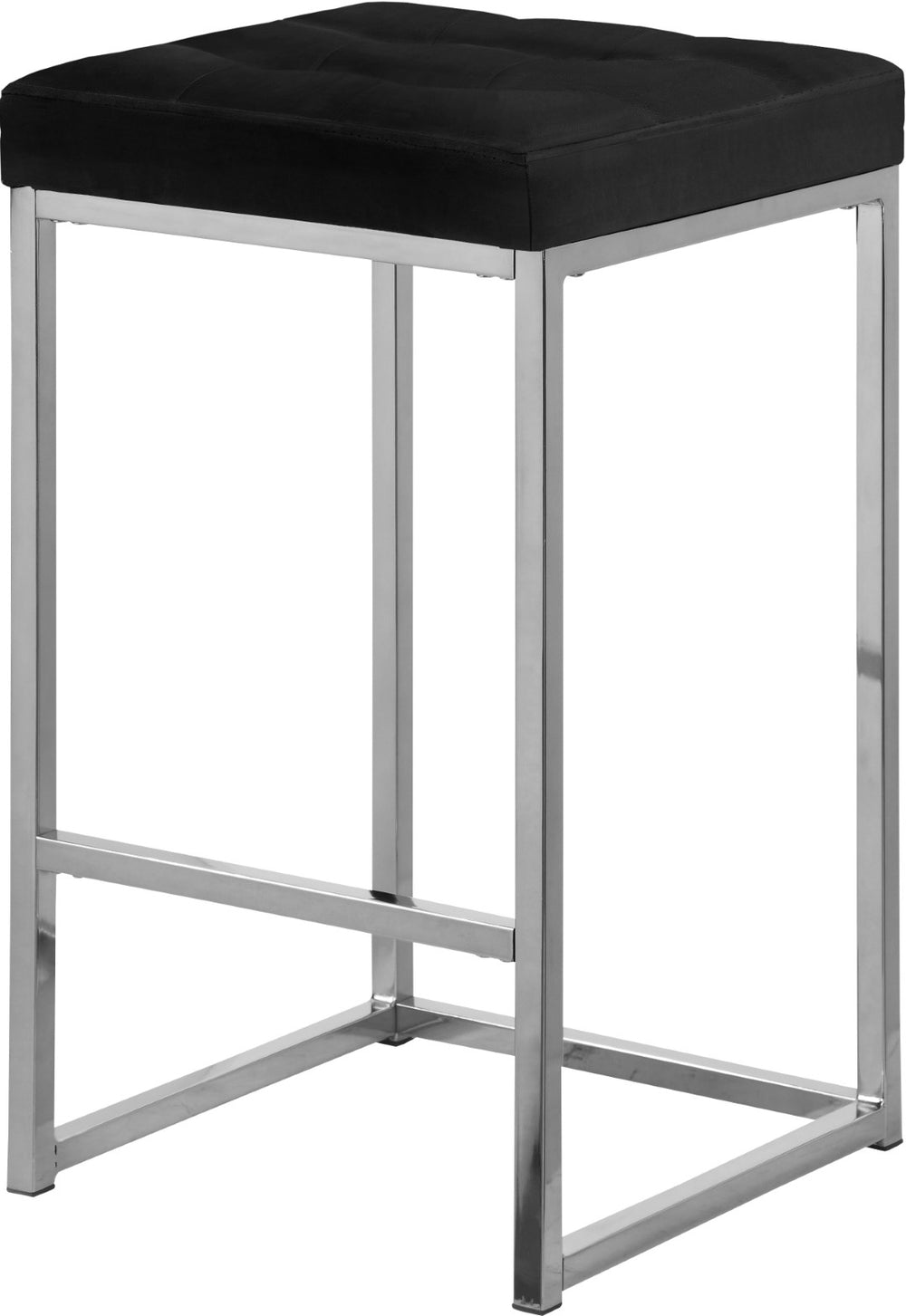 Nicola Velvet / Engineered Wood / Steel / Foam Contemporary Black Velvet Stool - 15" W x 15" D x 26.5" H