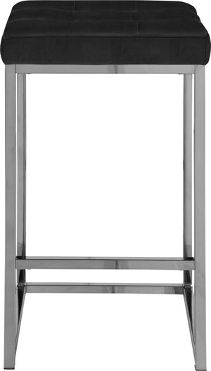 Nicola Velvet / Engineered Wood / Steel / Foam Contemporary Black Velvet Stool - 15" W x 15" D x 26.5" H