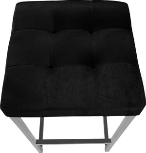 Nicola Velvet / Engineered Wood / Steel / Foam Contemporary Black Velvet Stool - 15" W x 15" D x 26.5" H