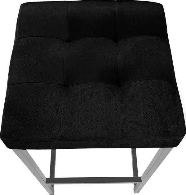 Nicola Velvet / Engineered Wood / Steel / Foam Contemporary Black Velvet Stool - 15" W x 15" D x 26.5" H