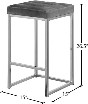 Nicola Velvet / Engineered Wood / Steel / Foam Contemporary Grey Velvet Stool - 15" W x 15" D x 26.5" H