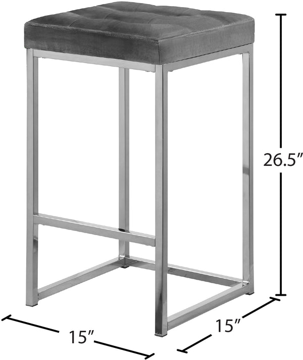 Nicola Velvet / Engineered Wood / Steel / Foam Contemporary Grey Velvet Stool - 15" W x 15" D x 26.5" H