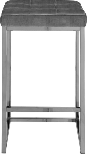 Nicola Velvet / Engineered Wood / Steel / Foam Contemporary Grey Velvet Stool - 15" W x 15" D x 26.5" H