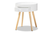 Baxton Studio Jessen Mid-Century Modern White 1-Drawer Wood Nightstand