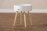 Baxton Studio Jessen Mid-Century Modern White 1-Drawer Wood Nightstand