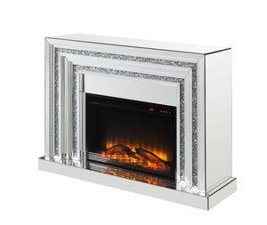 Noralie Glam Fireplace Mirrored • Clear Glass • Acrylic Faux Diamonds 90523-ACME