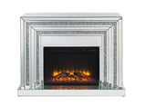 Noralie Glam Fireplace Mirrored • Clear Glass • Acrylic Faux Diamonds 90523-ACME