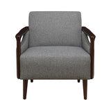 Contemporary Mid-Century Modern Accent Chair in Grey & Brown - Plush Comfort & Chic Style