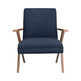 Monrovia Contemporary Wooden Arms Accent Chair Dark Blue and Walnut