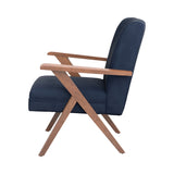 Monrovia Contemporary Wooden Arms Accent Chair Dark Blue and Walnut