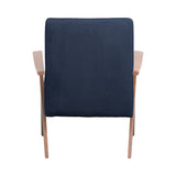 Monrovia Contemporary Wooden Arms Accent Chair Dark Blue and Walnut