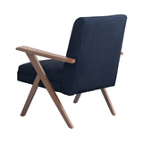 Monrovia Contemporary Wooden Arms Accent Chair Dark Blue and Walnut