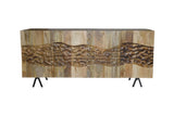 Pharaoh Rustic Console Table WOOD CASE) Natural & Walnut (Natural w/Deep Walnut) • METAL LEG) Black 90544-ACME