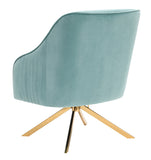 Contemporary Sloped Arm Upholstered Accent Chair Light Teal and Brass