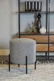 Modern Round Upholstered Ottoman with Metal Legs