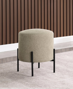 Modern Round Upholstered Ottoman with Stylish Metal Legs for Chic Seating and Home Decor Accent