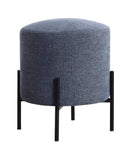 Modern Round Upholstered Ottoman with Metal Legs