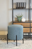 Modern Round Upholstered Ottoman with Stylish Metal Legs for Chic Seating and Home Decor Accent