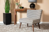 Casual Black and White Upholstered Accent Chair - Exotic Motif, Curved Backrest, Stylish Comfort