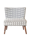 Casual Black and White Upholstered Accent Chair - Exotic Motif, Curved Backrest, Stylish Comfort