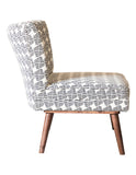 Casual Black and White Upholstered Accent Chair - Exotic Motif, Curved Backrest, Stylish Comfort