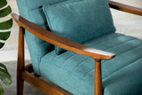 Contemporary Wooden Arm Accent Chair Teal and Walnut