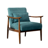 Contemporary Wooden Arm Accent Chair Teal and Walnut