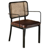 Casual Accent Chair with Upholstered Seat Brown and Black