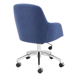 Minna Office Chair in Blue Fabric with Polished Aluminum Base