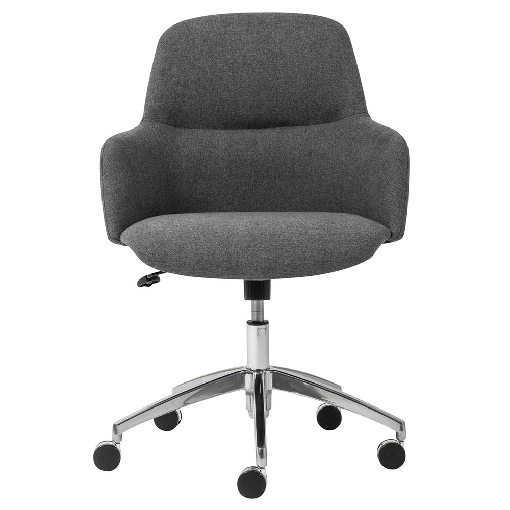 Minna Office Chair in Dark Gray Fabric with Polished Aluminum Base