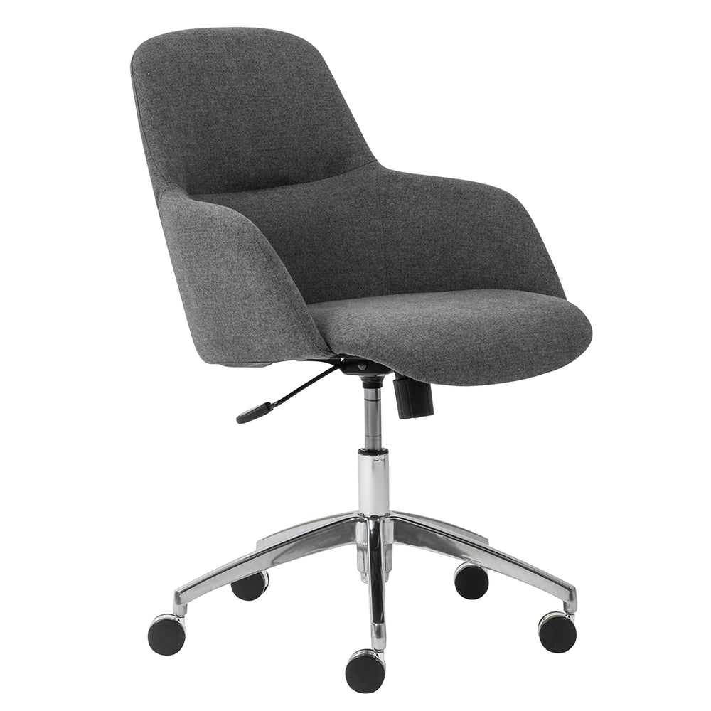 Minna Office Chair in Dark Gray Fabric with Polished Aluminum Base