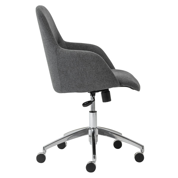 Minna Office Chair in Dark Gray Fabric with Polished Aluminum Base
