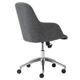 Minna Office Chair in Dark Gray Fabric with Polished Aluminum Base
