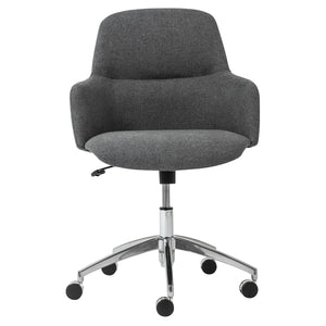Minna Office Chair in Dark Gray Fabric with Polished Aluminum Base