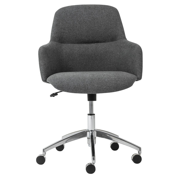Minna Office Chair in Dark Gray Fabric with Polished Aluminum Base
