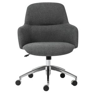 Minna Office Chair in Dark Gray Fabric with Polished Aluminum Base