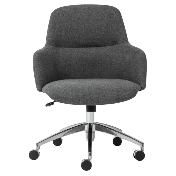 Minna Office Chair in Dark Gray Fabric with Polished Aluminum Base